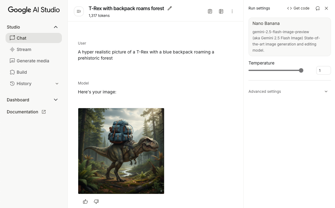 Google AI Studio демонстрирует возможности генерации изображений.