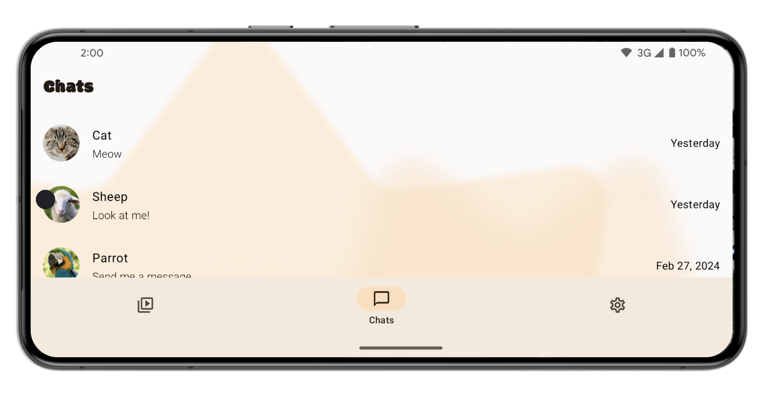 L&#39;application SociaLite en mode Paysage.