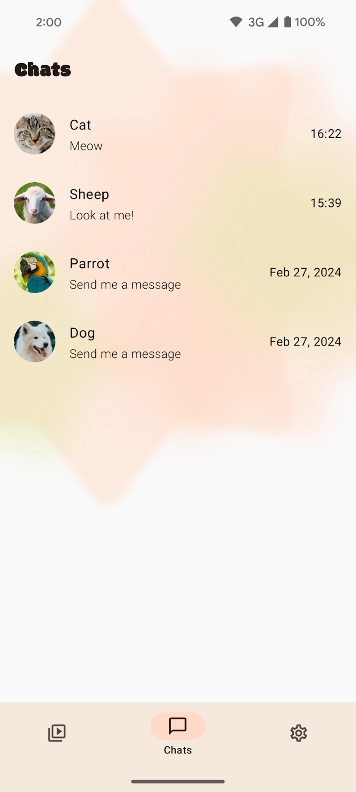 L&#39;application SociaLite avec la navigation par gestes.