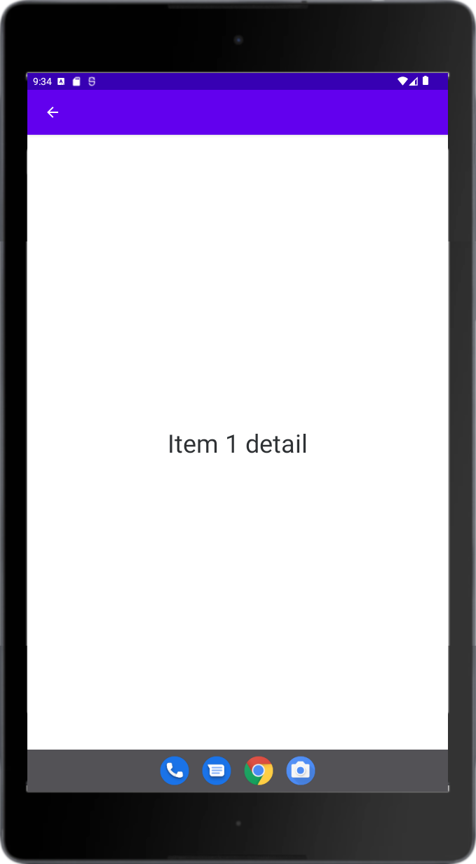 Activités &quot;Liste&quot; et &quot;Détail&quot; empilées en mode portrait sur une petite tablette