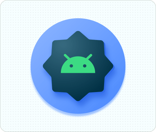 GIF yang menampilkan contoh dua ikon sampel Android berbentuk lingkaran,
yang dianimasikan untuk menunjukkan respons pengguna. Ikon pertama menampilkan logo Android
yang bergerak ke kiri lalu ke kanan, lalu ke atas dan ke bawah di dalam lingkaran. Ikon kedua
meluas lalu menyusut kembali.