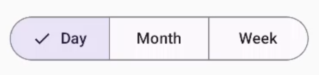 系统会显示一个包含“日”“月”和“周”选项的分段按钮组件。当前选择的是“日”选项。