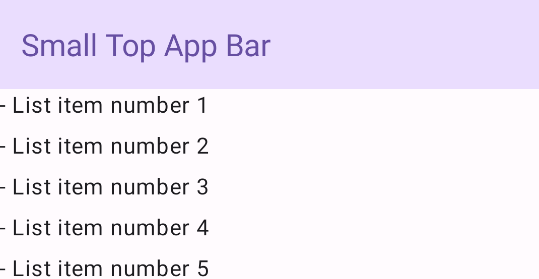 작은 상단 앱 바의 예