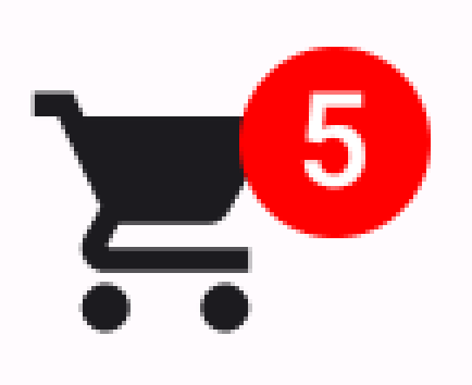 Un&#39;implementazione del badge che contiene il numero di articoli in un carrello degli acquisti.