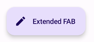 ExtendedFloatingActionButton 的实现，用于显示内容为“Extended button”的文本和“Edit”图标。