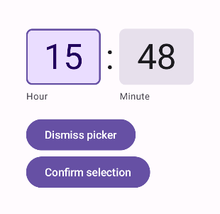 Giriş zamanı seçici. Kullanıcı, metin alanlarını kullanarak bir saat girebilir.