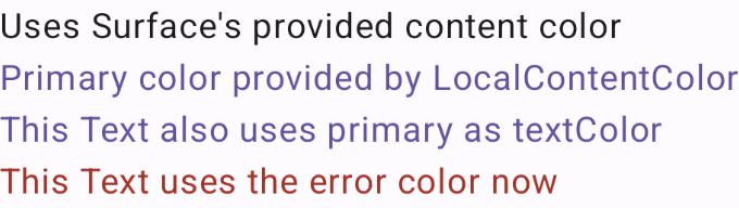 CompositionLocalExample コンポーザブルのプレビュー。