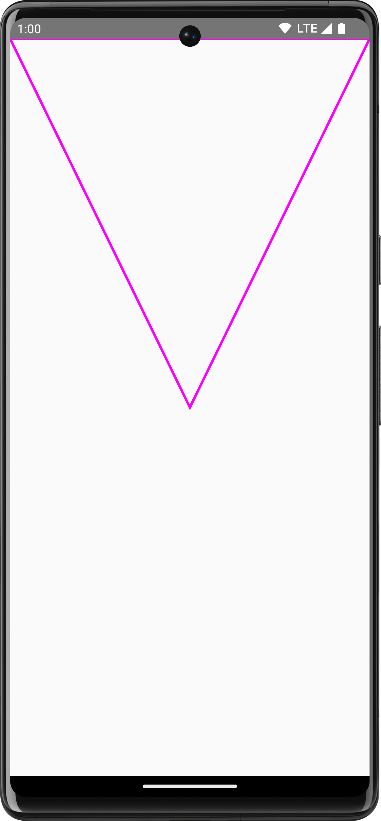 在 Compose 上绘制的一个上下颠倒的紫色三角形路径