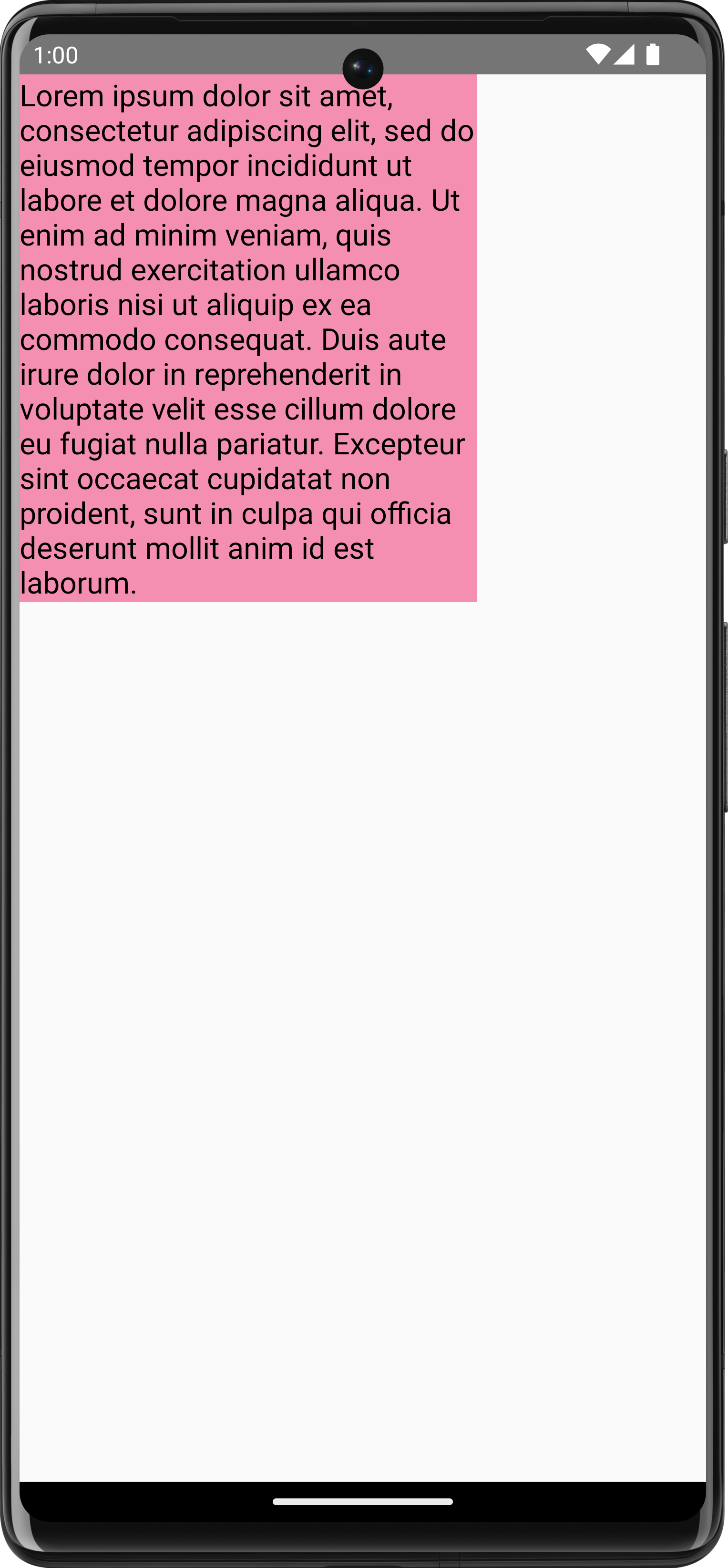 Mehrzeiliger Text, der ⅔ der Fläche einnimmt, mit einem Hintergrundrechteck