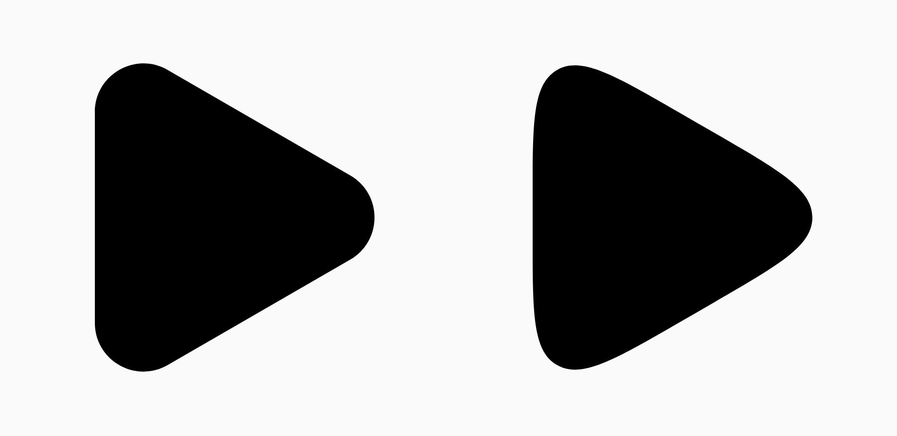两个黑色三角形，显示了平滑参数的差异。