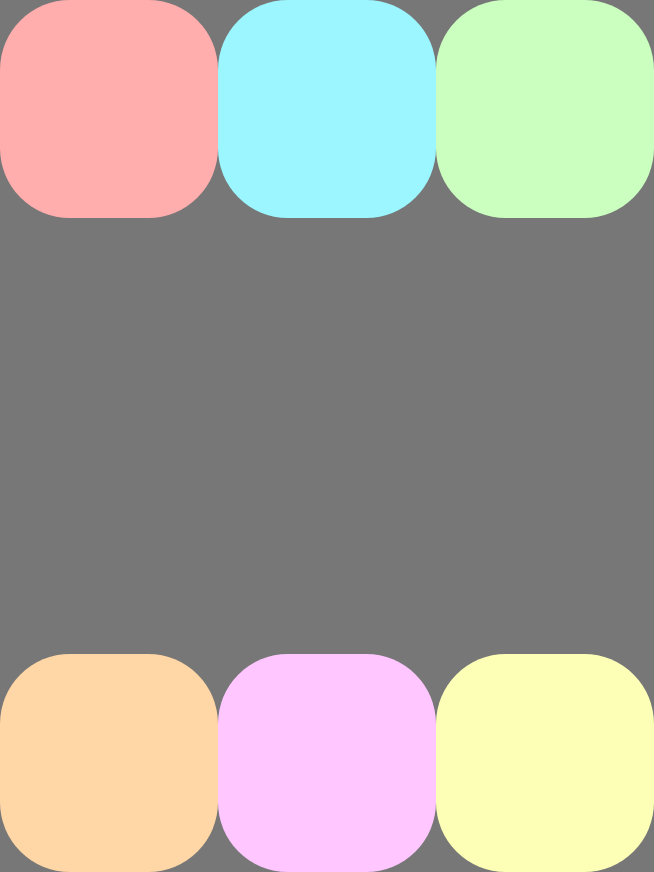 Várias linhas de itens distribuídos ao longo do eixo cruzado com espaço entre eles.