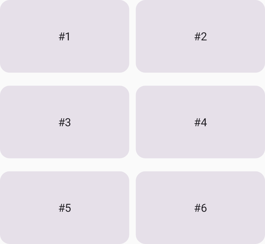Gaps between rows and columns.