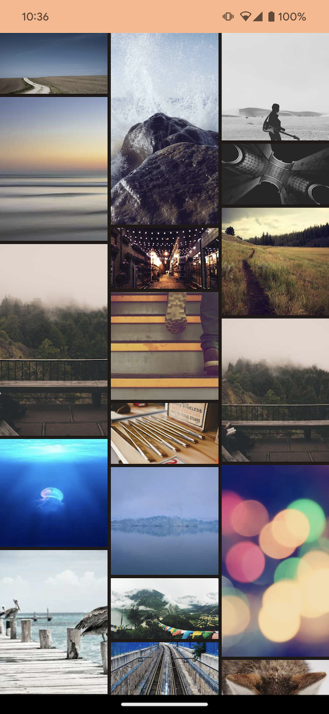 Lazy Staggered Grid von Bildern in Compose