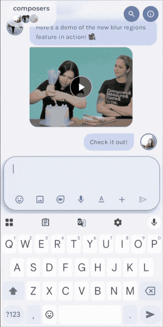 The Jetchat sample app demonstrating rich text formatting in the message input bar.