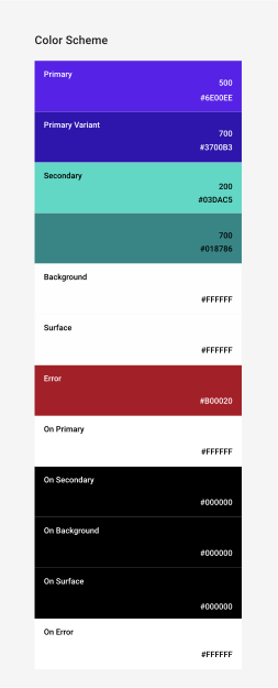 Esempio di tavolozza dei colori del tema