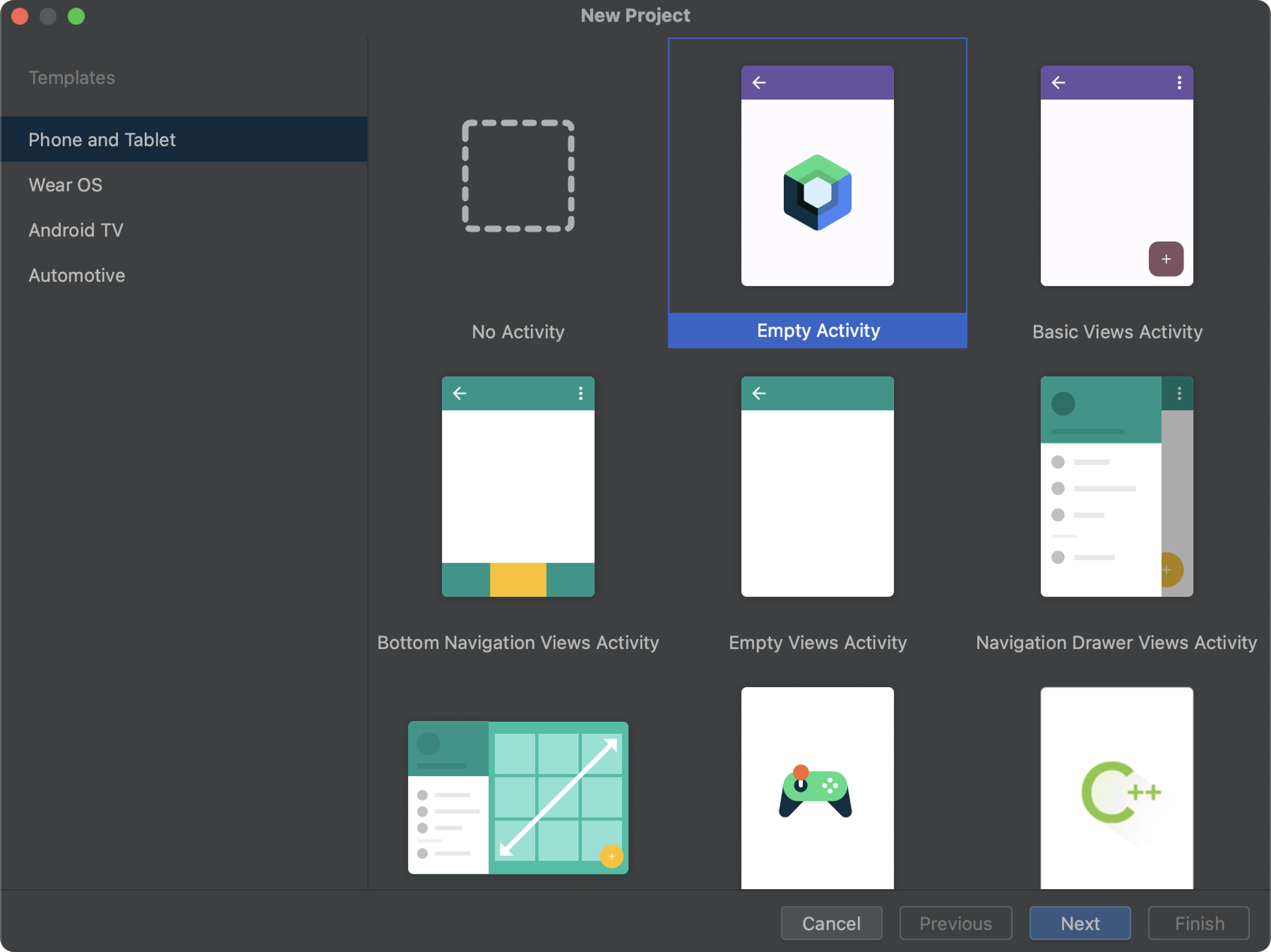 Créer un projet Compose dans Android Studio