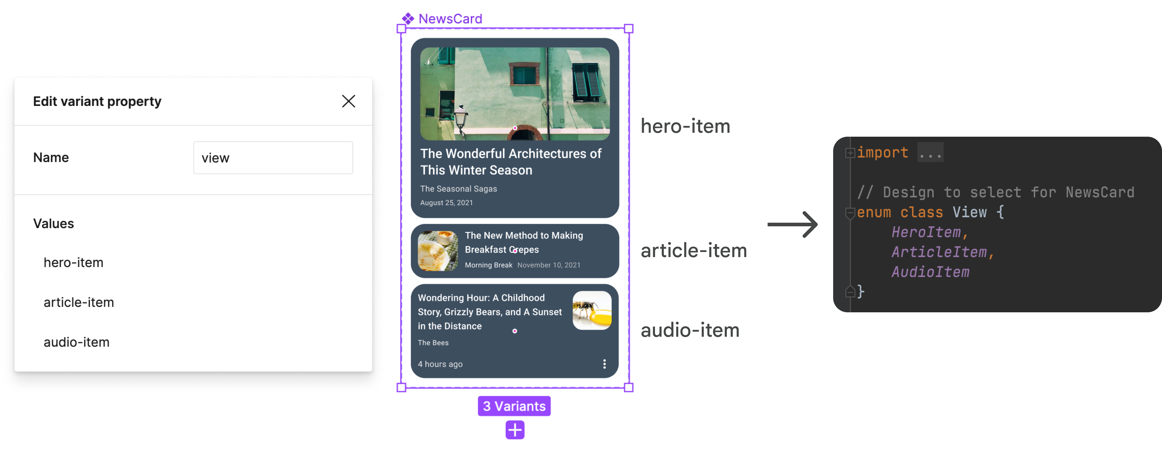 Variants in Figma and corresponding View enum