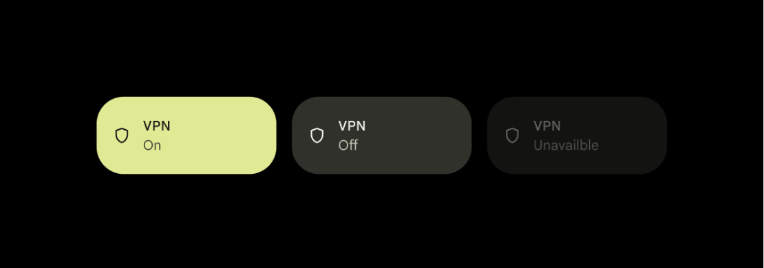 VPN 图块已进行色调调节，以反映对象状态