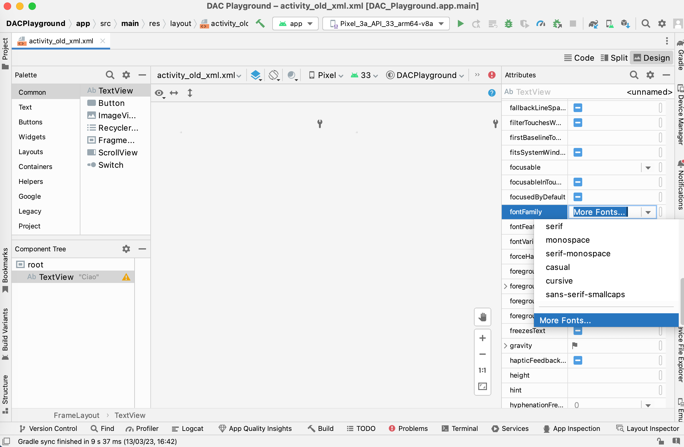 顯示 Android Studio 版面配置編輯器的圖片