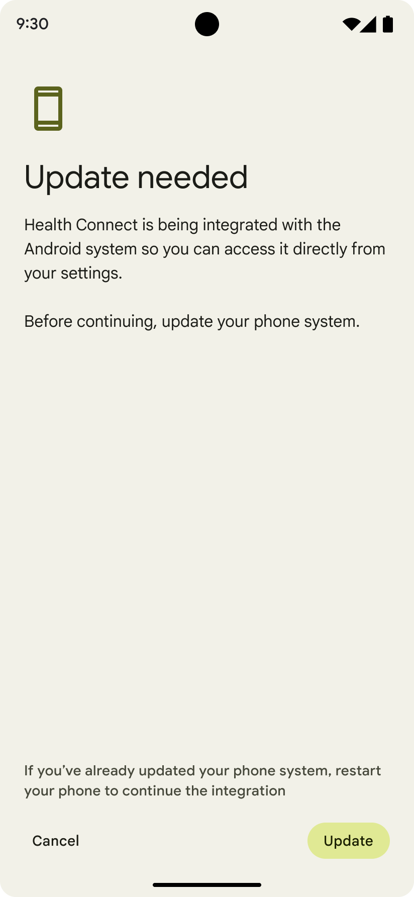 Abbildung von „Smartphone-Update erforderlich“