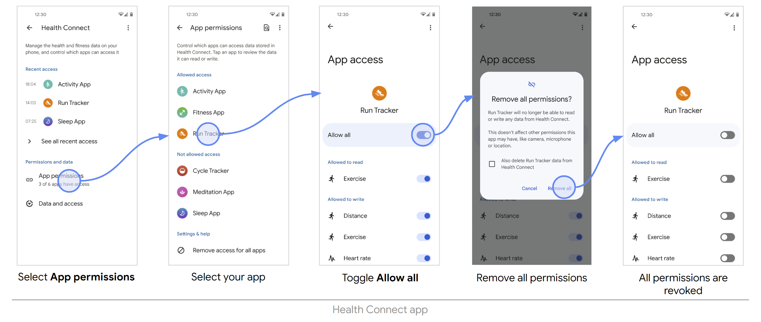 Odmowa przyznania uprawnień w aplikacji Health Connect