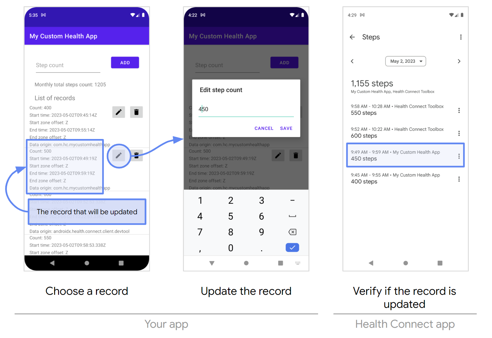 بهروزرسانی دادهها از طریق برنامه شما