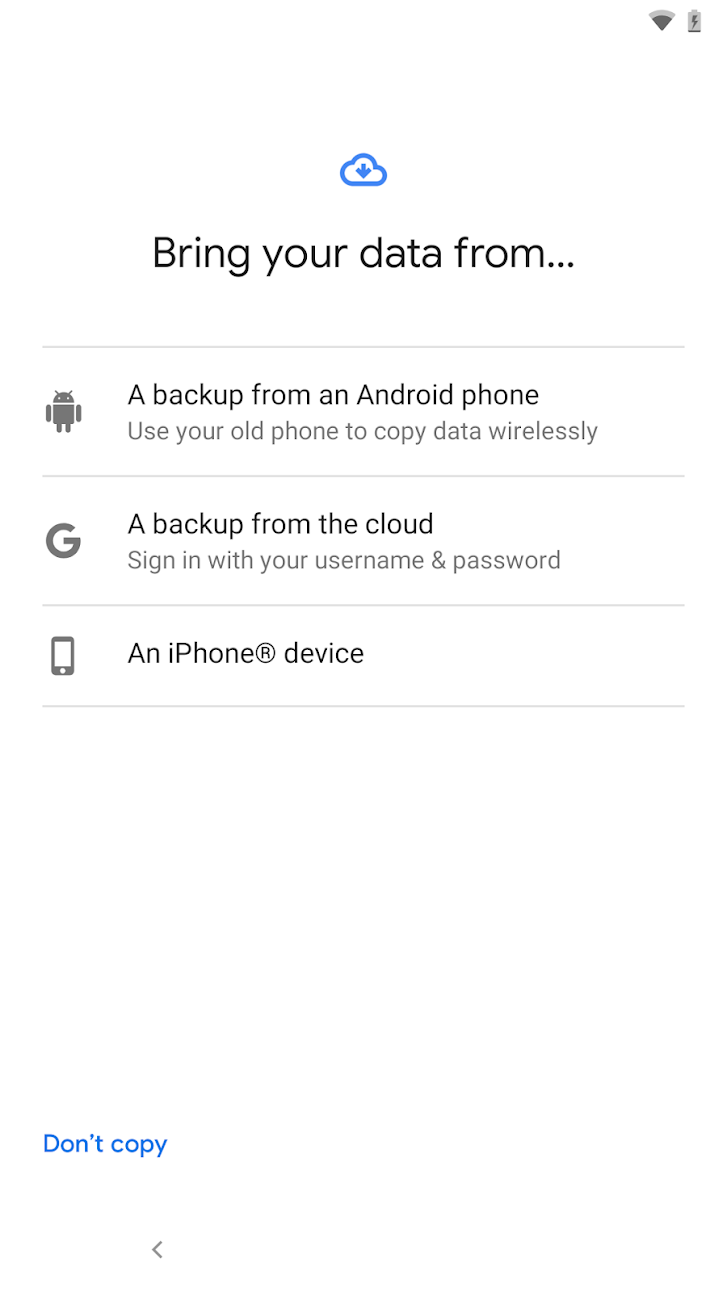 Wählen Sie aus, von welchem Gerät Sie ein Back-up erstellen möchten.