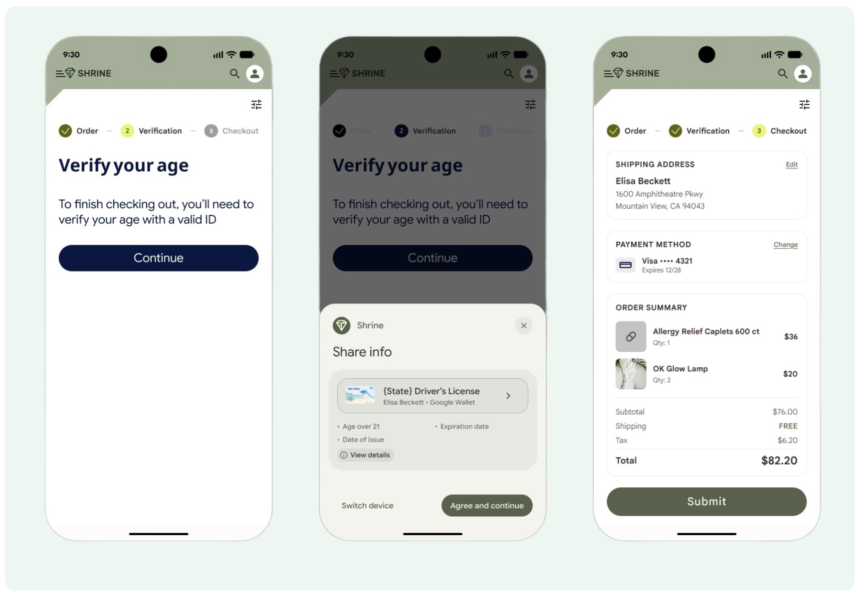 डिजिटल क्रेडेंशियल इस्तेमाल करने का फ़्लो दिखाने वाली इमेज