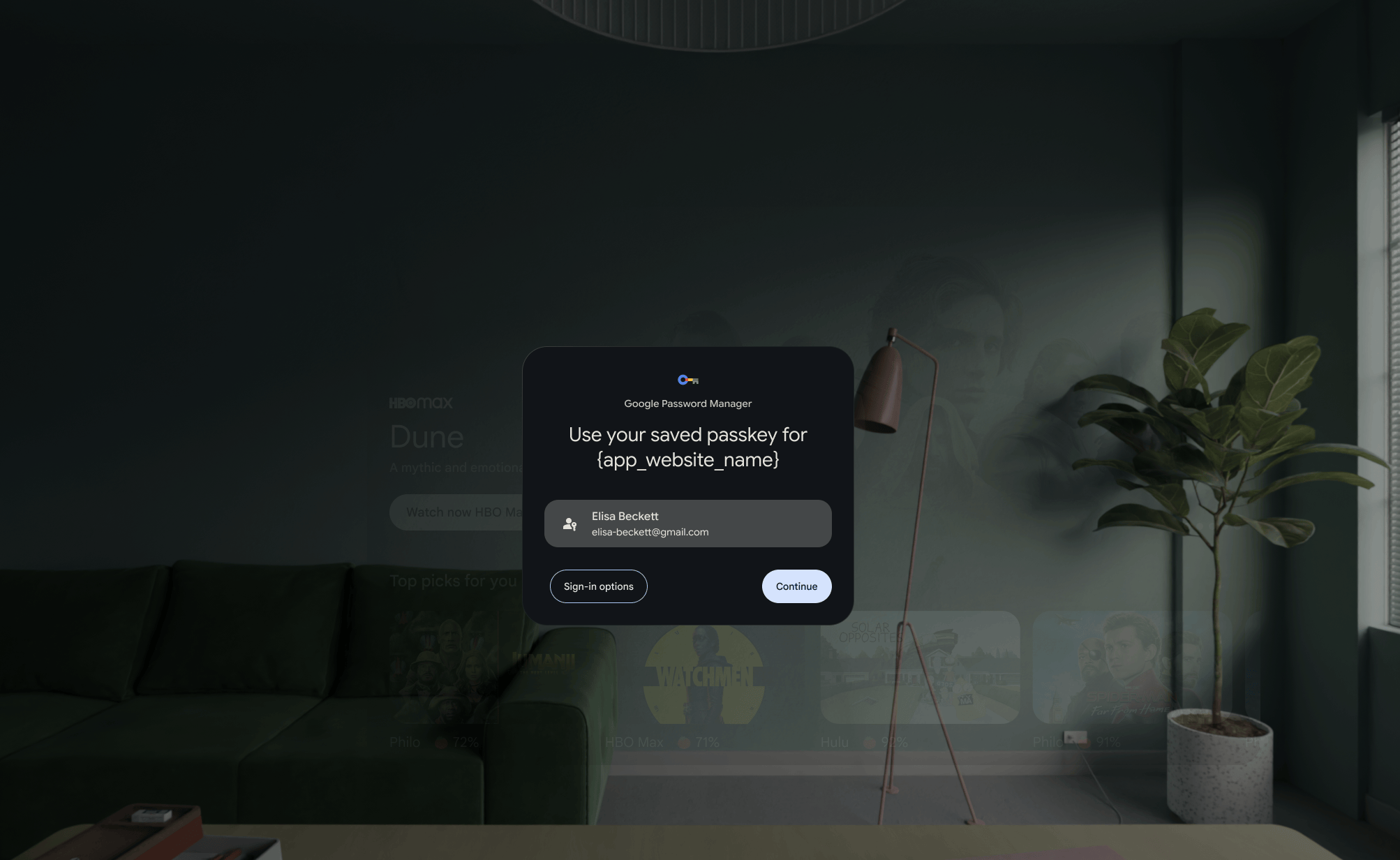 XR 中的 Credential Manager 界面