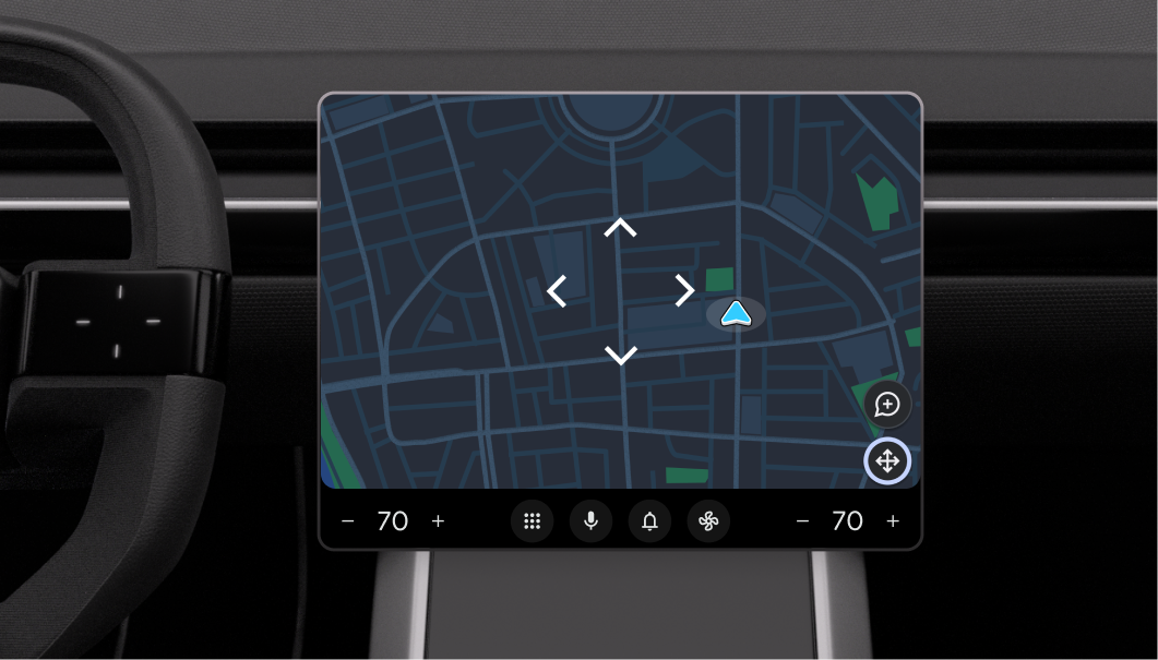Captura de pantalla de un mapa que muestra el botón de desplazamiento lateral