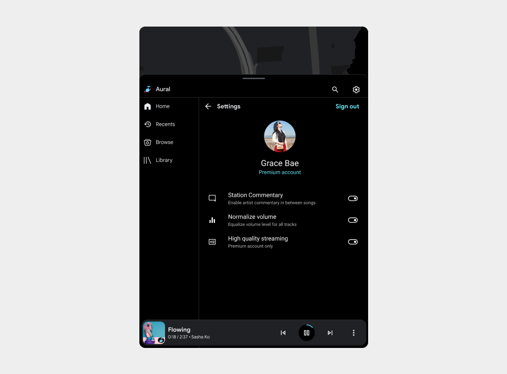 Chế độ xem phần cài đặt