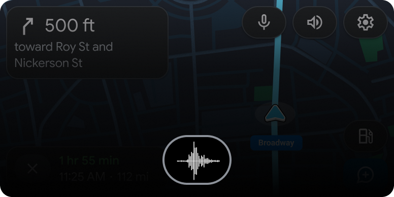 Navigationsvorlage während der Fahrt mit Voice-Over