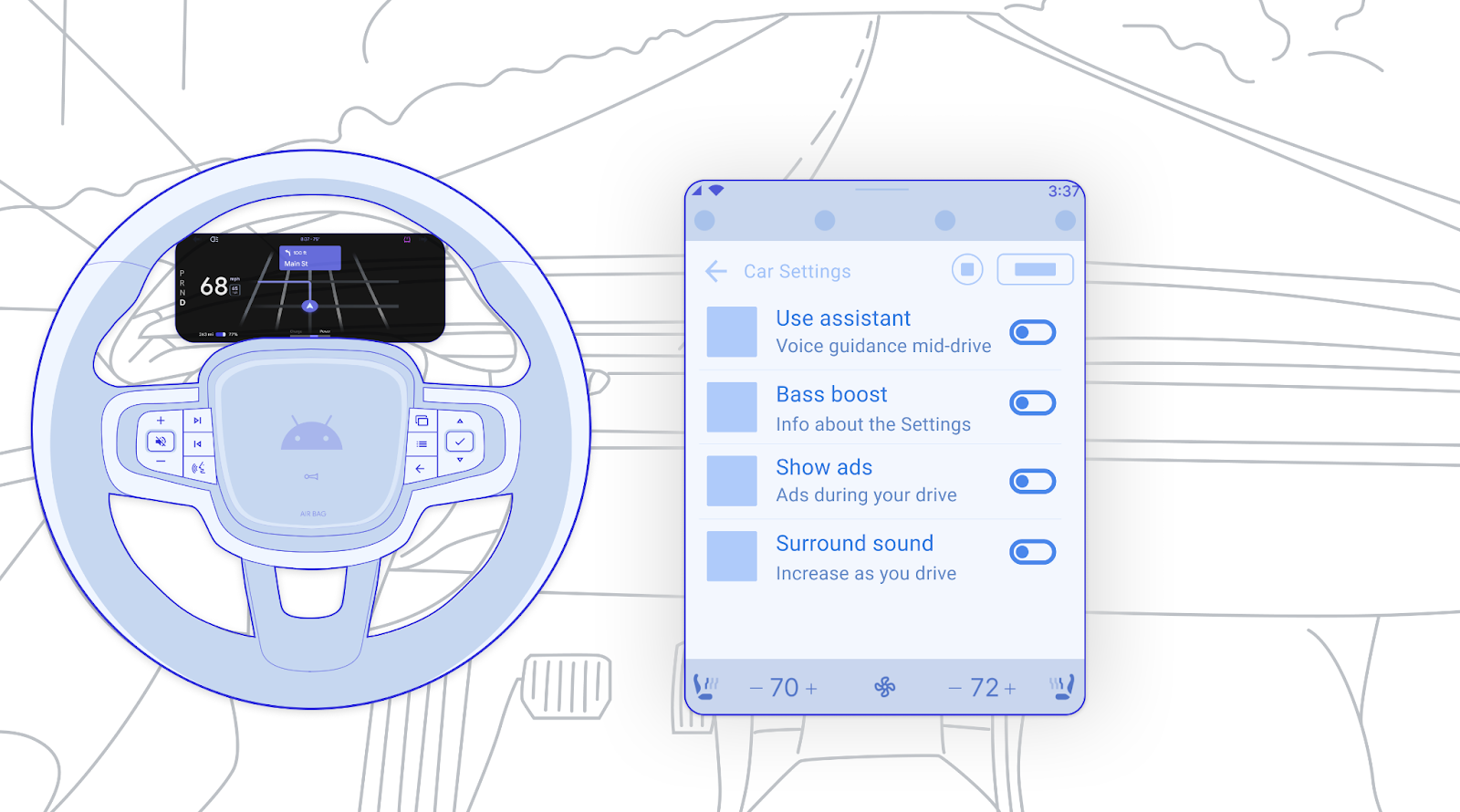 Wireframe ของคลัสเตอร์แผนที่ที่มีการตั้งค่า