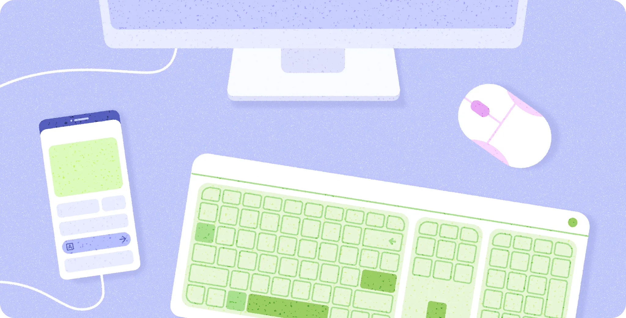 Телефон подключен к дисплею и клавиатуре.