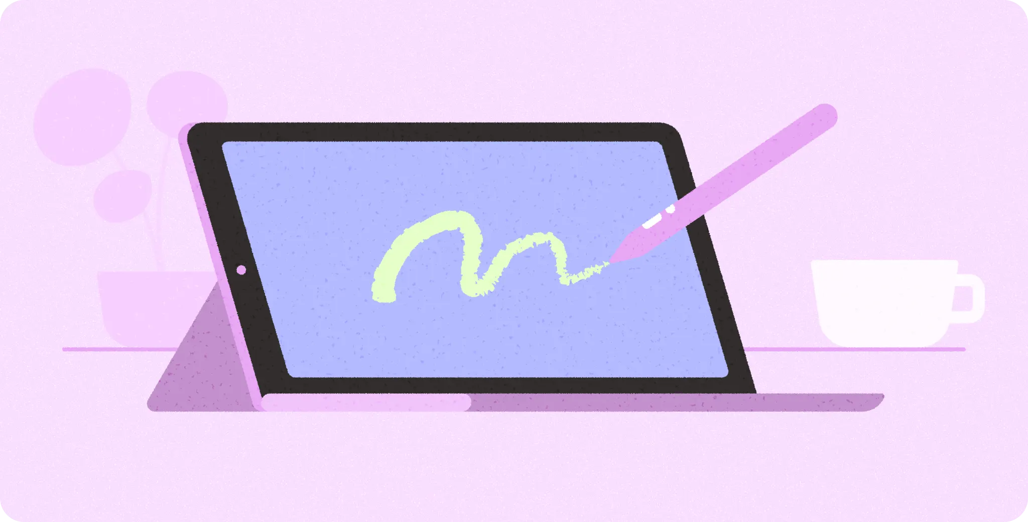 Application sur une tablette avec un clavier connecté.