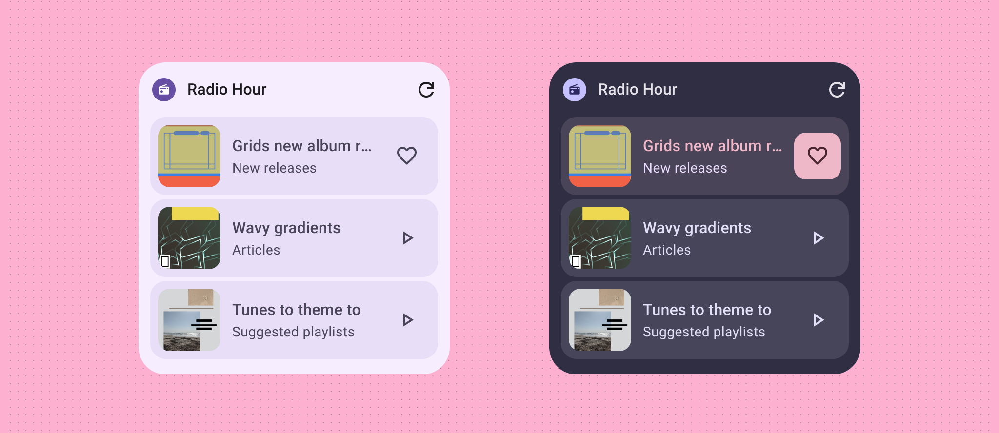 Widget mit Farb-Tokens.