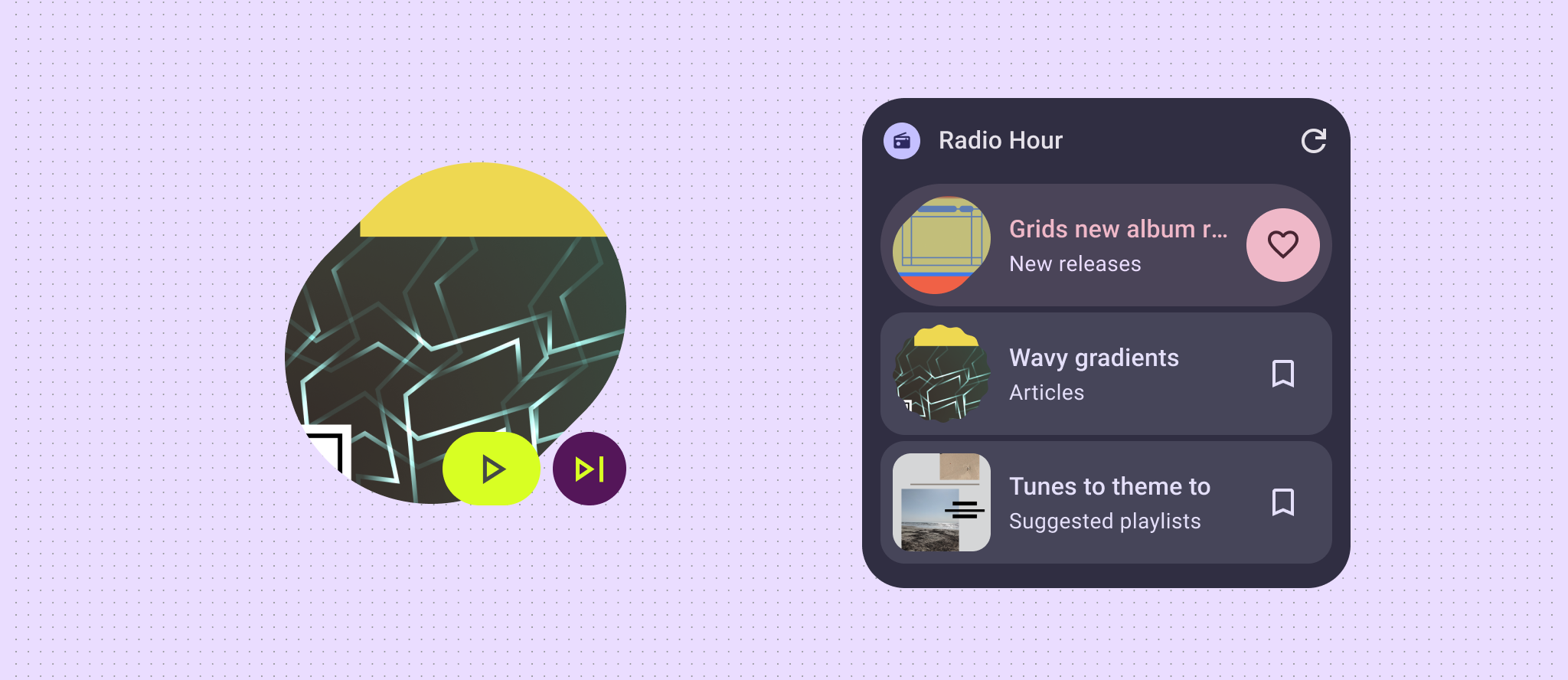 Widget menggunakan bentuk yang berbeda