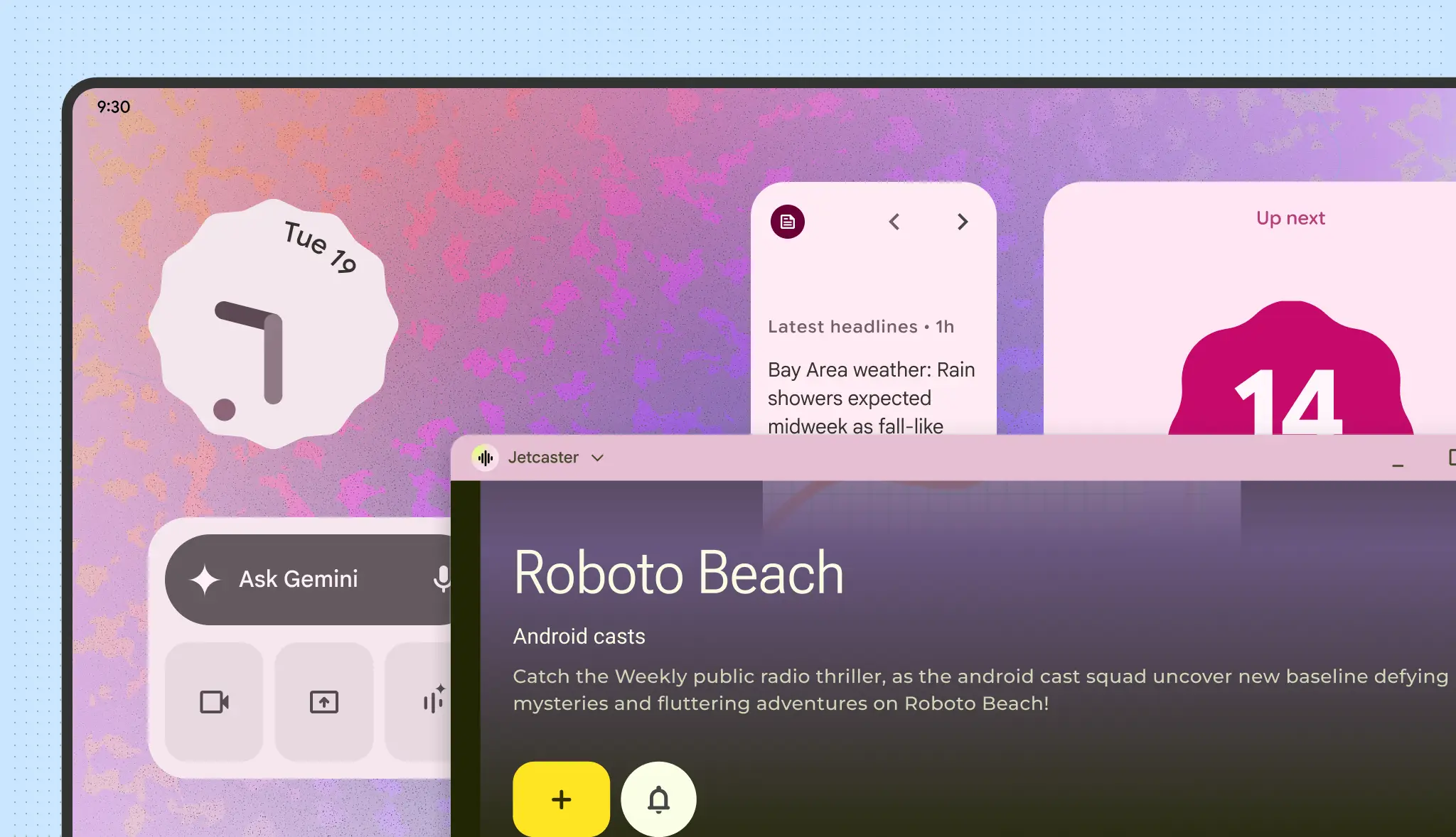 ווידג'טים במסך של Googlebook