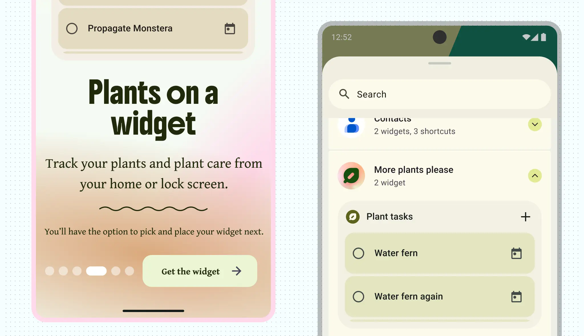 Widget onboarding leading to widget pinning