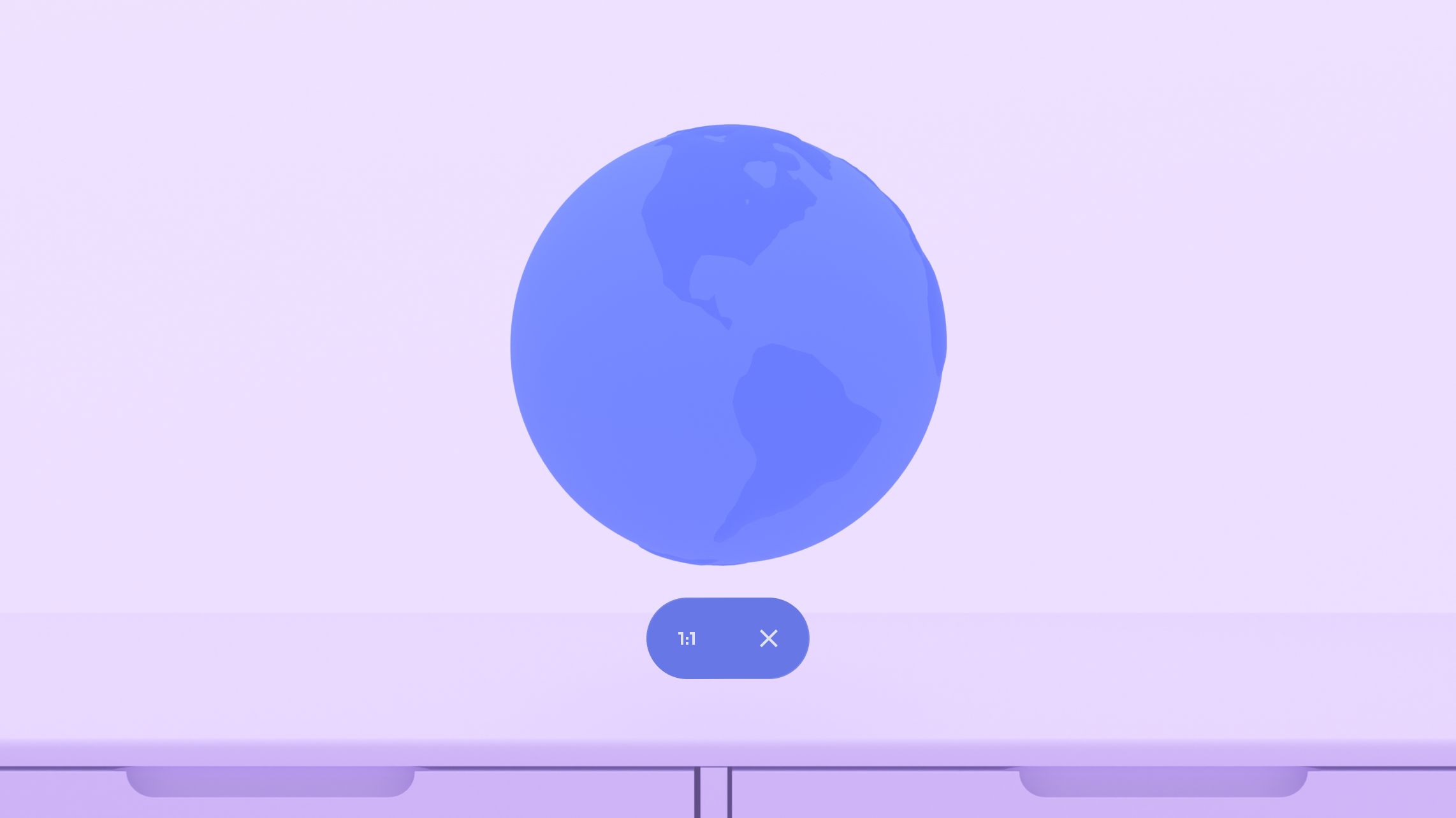 Per aumentare le dimensioni di un globo 3D dal 100% al 135%, un utente pizzica il pollice
e l&#39;indice di ciascuna mano e fa un gesto rivolto verso l&#39;esterno.