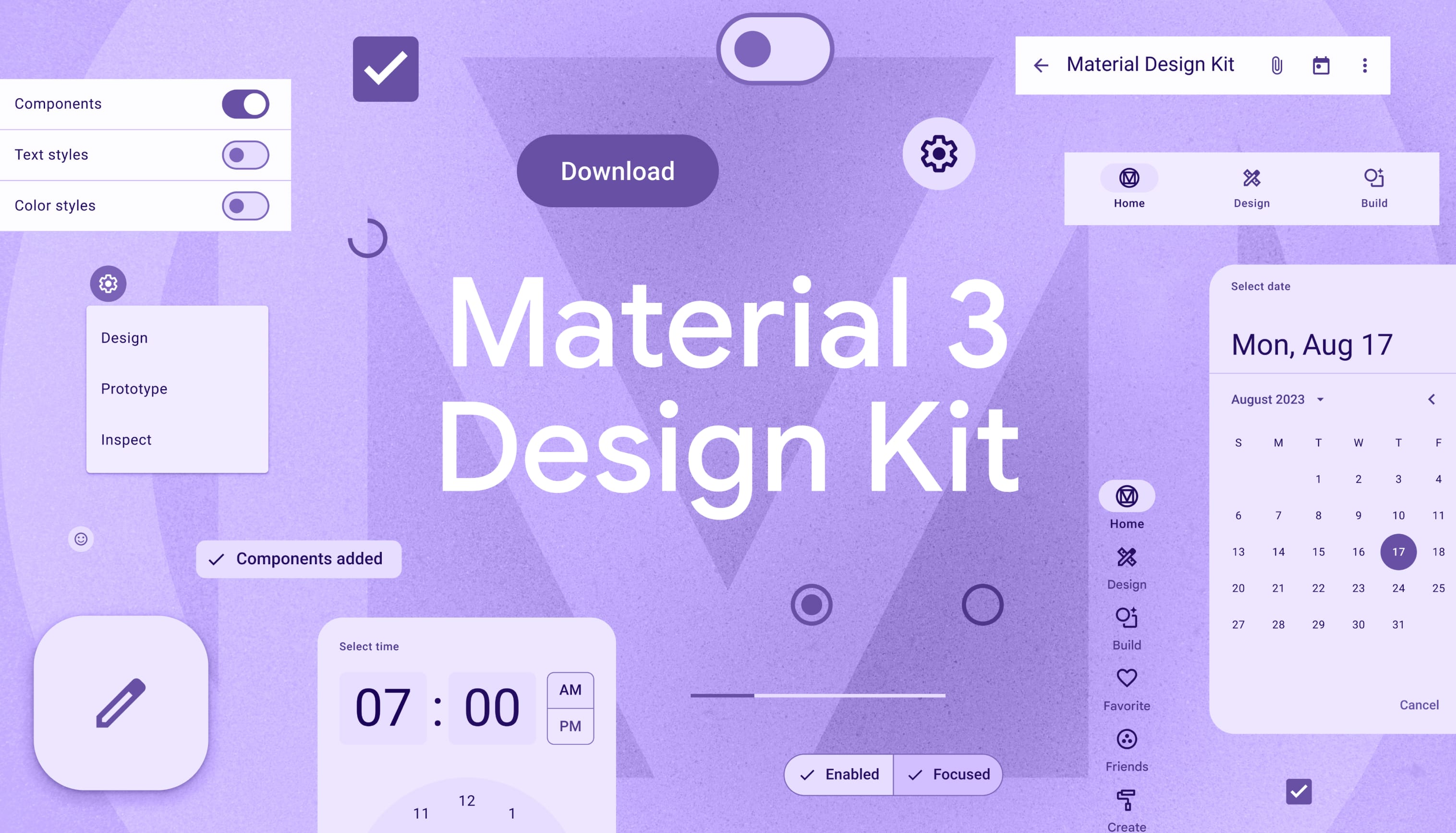 ภาพต่อกันขององค์ประกอบจาก Material 3 Design Kit