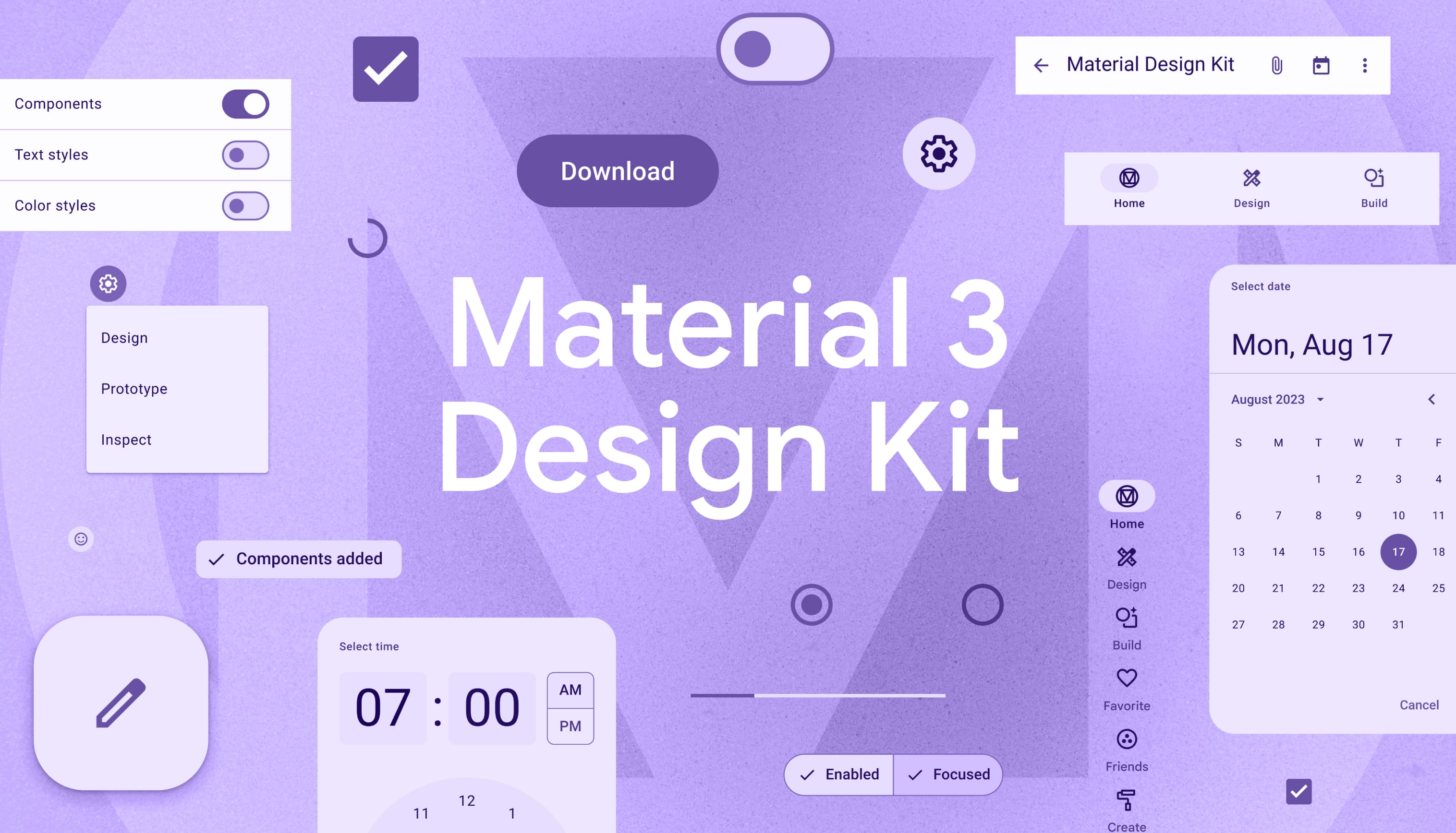 Material 3 Design Kit의 요소 콜라주