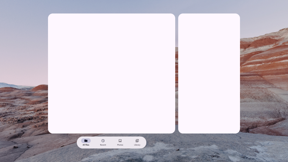 แถบนำทางเชิงพื้นที่จาก Material Design ในโหมดเต็มหน้าจอ