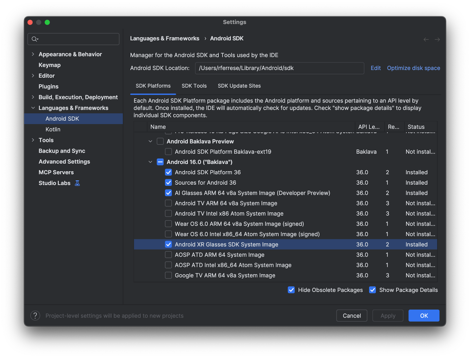 הסרת קובץ האימג' של מערכת Glasses SDK