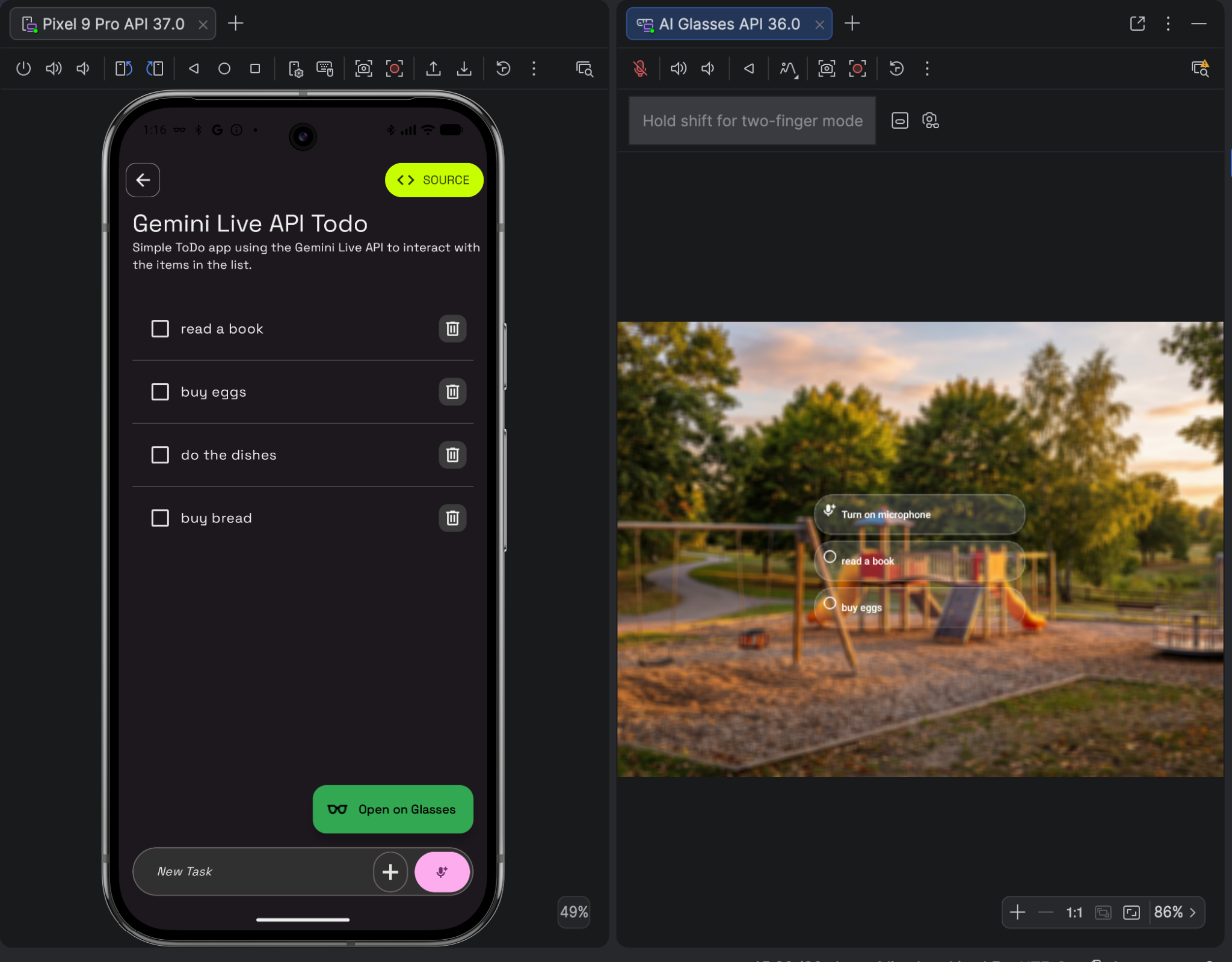 Durante l'anteprima della UI dell'app, l'ambiente personalizzato viene visualizzato in
background.