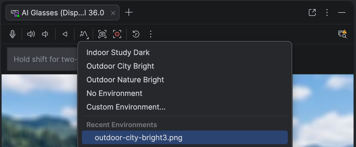 Seleziona un'immagine dell'ambiente fotografico personalizzata in Android Studio.