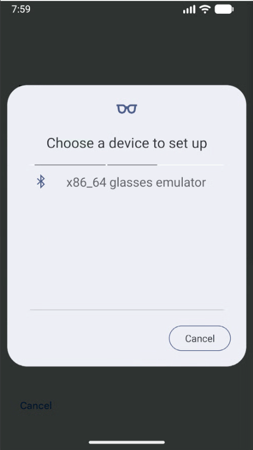 दिखने वाली सूची में से, एआई चश्मे का एवीडी चुनें.