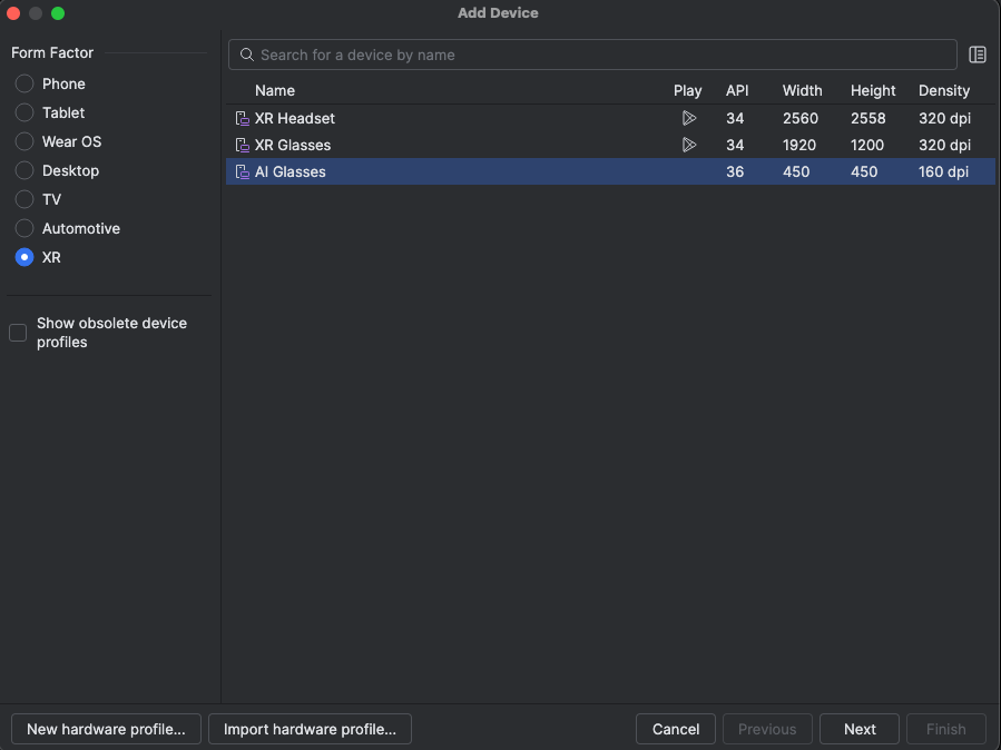 El panel Device Manager en Android Studio.