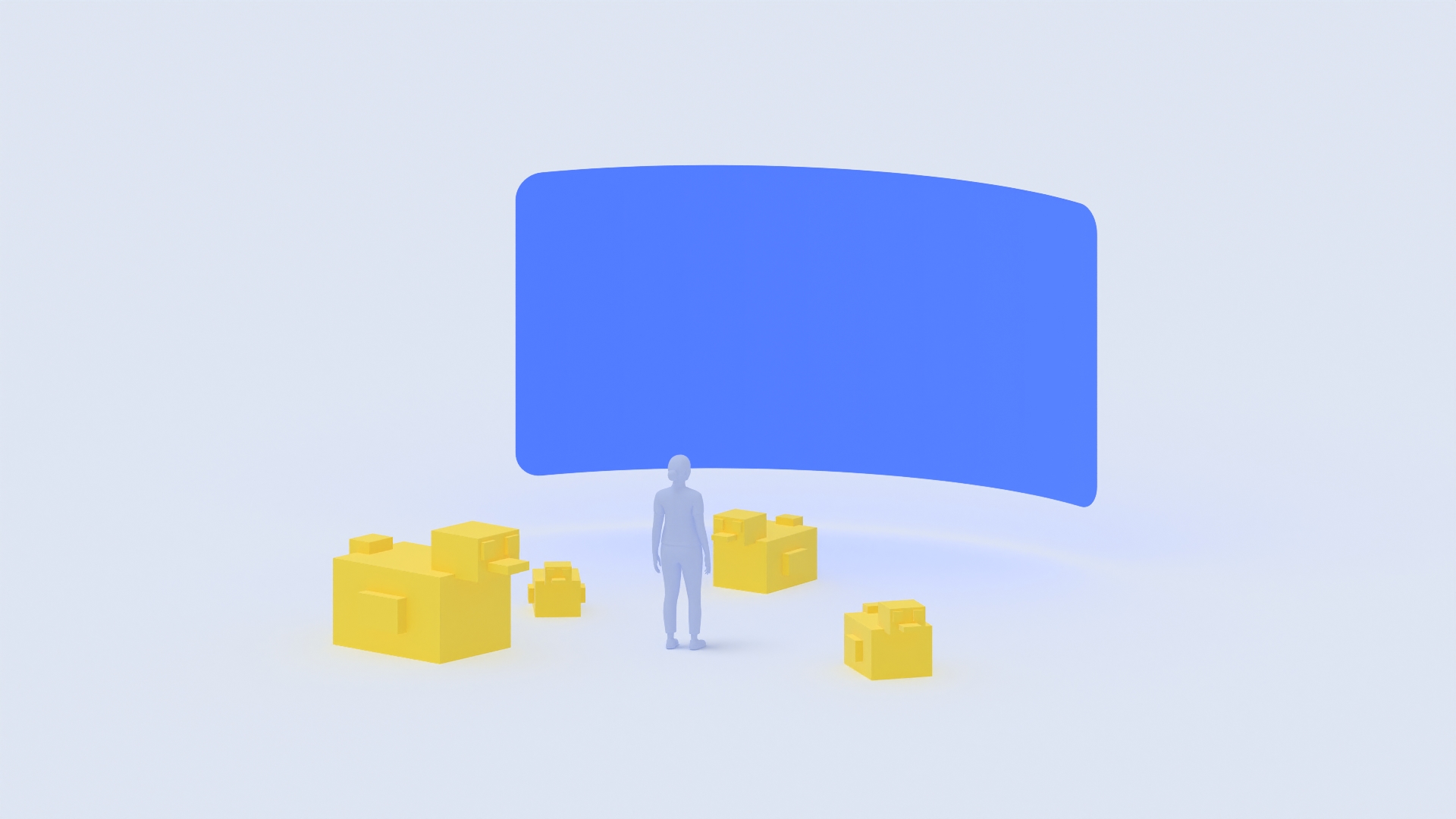 The 3D duck scene after transitioning from a bounded spatial container to an unbounded full-screen immersive view.