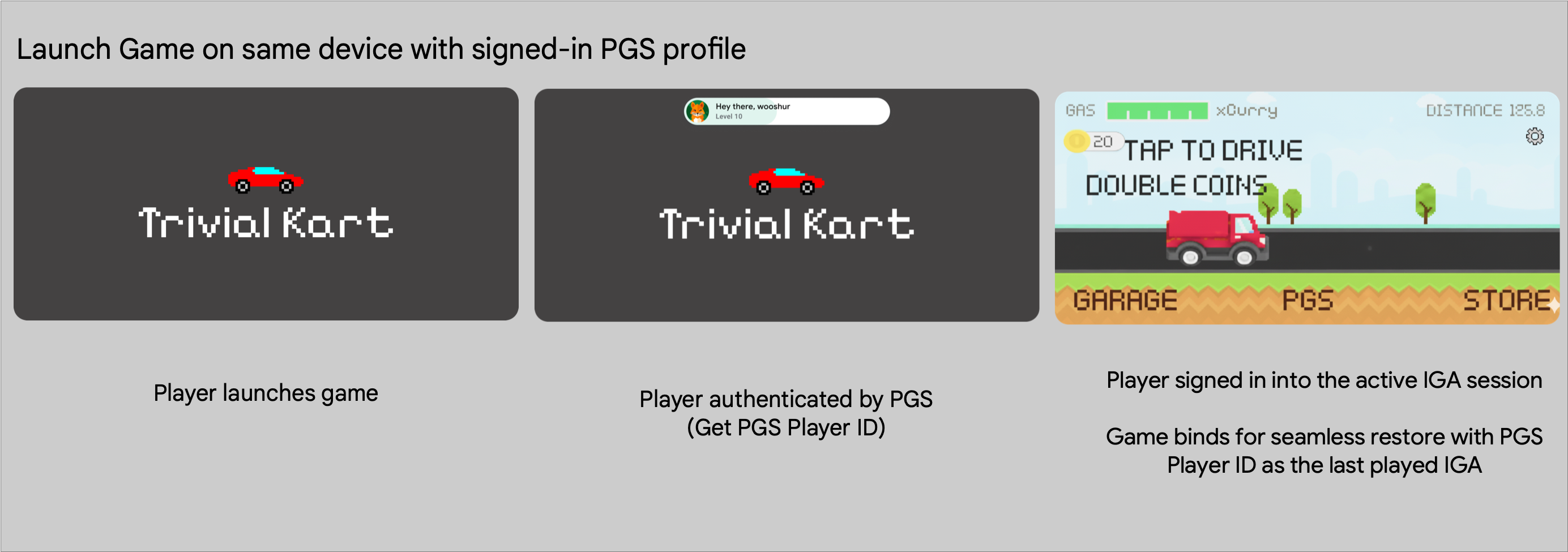 Запустите игру на том же устройстве, используя вошедший в систему профиль PGS.